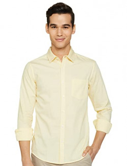 Diverse Men's Slim Fit Cotton Casual Shirt (DCMCF01SC19L42-3014R_Lemon L)