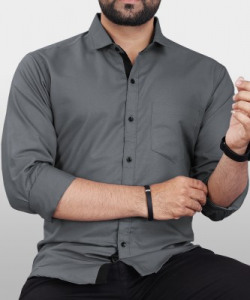 VeBNoR Men Solid Casual Grey Shirt
