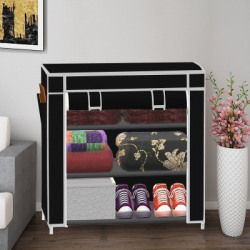 SB07 1 Door 3 Layer PP Collapsible Wardrobe(Finish Color - A3 Black, DIY(Do-It-Yourself))