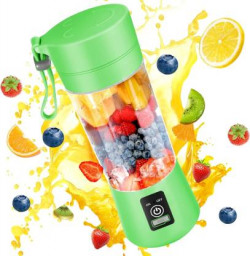 Sarchase Portable Electric Juicer Grinder Cup 380ML USB Rechargeable 6 Blades Hand juicer Mini Fruit Mixer Machine Personal Blender Mixer for Home Office and Outdoor 1 Juicer (1 Jar, Green)