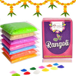 CraftVatika Multicolor Rangoli Powder for Diwali Decoration Item, Floor Decoration Ganesh Chaturthi, Diwali Festival Decoration (Multicolor) (1 Box, 5 Pouches)