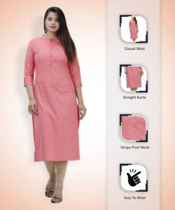 Glowworld Women Printed Straight Kurta(Pink)