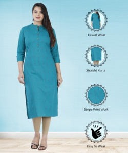 Glowworld Women Printed Straight Kurta(Green)