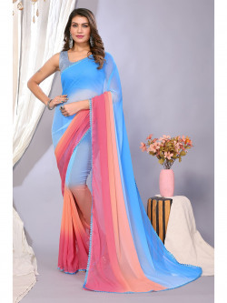 HERE&NOW Ombre Dyed Pure Georgette Saree