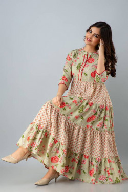 Women Printed Viscose Rayon Anarkali Kurta