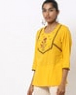 Floral Print Round-Neck Straight Kurti