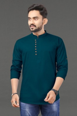 RAHUL LOOK Men Solid Straight Kurta(Green)