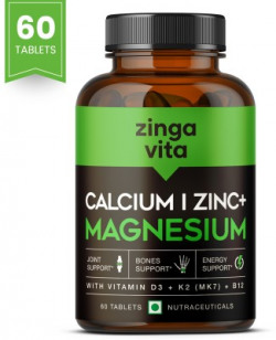 Zingavita Calcium Magnesium Zinc Tablets with Vitamin D3, K2 & B12 Supports Joint Health(60 Tablets)