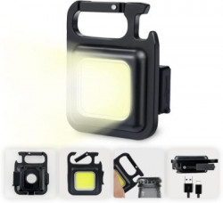 unzag Small LED Flashlight 800 Lumens COB Rechargeable Keychain Mini Flashlight 1 hrs Flood Lamp Emergency Light(Black)