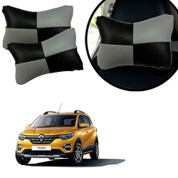 Adroitz Grey Check Design Car Neck Rest Cushion with Adjustable Straps_11