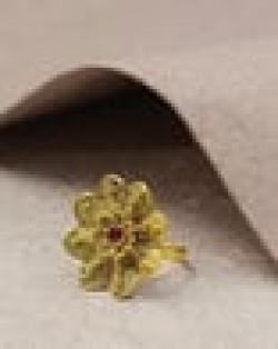 Gold-Plated Kempu Stone-Studded Adjustable Ring