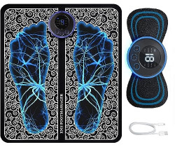 Foot Massager - YOGIMOONI Wireless EMS Massage Machine. Rechargeable, portable, and foldable design. 8 modes, 19 intensity levels for ultimate pain relief Foot Massager Pain Relief Wireless (New-2023)