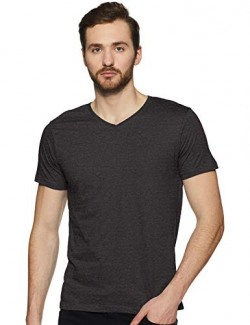 Fruit of the Loom Soft Cotton V- Neck T-Shirt for Men | Comfortable Fit Everyday Wear | Charcoal Melange Pack of 1