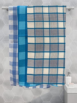 Athom Living Eco Saviour Premium Cotton Light Weight Quick-Dry High Absorbent Cotton Bath Towel Multicolor- Pack of 3