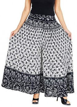 Samjhi Women's Loose Fit Black White Palazzo Free Size