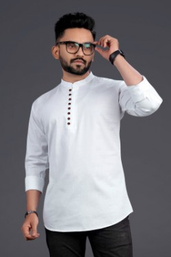 SPOQUE Men Solid Straight Kurta(White)