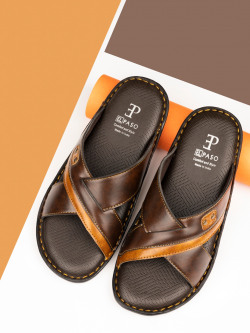 El Paso Men Brown & Tan Slip-Ons