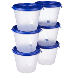 Amazon Brand - Solimo Nestable & Stackable Polypropylene Container Set, Round, 1000 ml, Set of 6, Blue