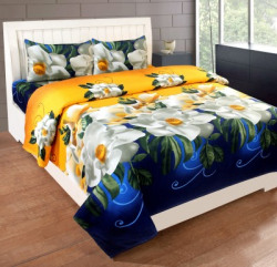 Decorum 204 TC Cotton Double Floral Flat Bedsheet