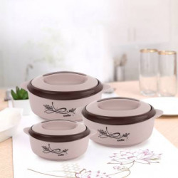 cello Sapphire Pack of 3 Thermoware Casserole Set(500 ml, 1000 ml, 1500 ml)