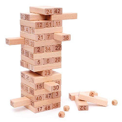 Toy Imagine Tumbling Tower Game for Kids and Adults, Wooden Blocks with 4 Dices Game|Stacking Game Challenging|Maths Game