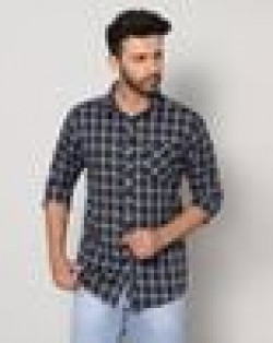 Men Checked Slim Fit Shirt with Patch Pocket