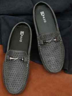 El Paso Men Grey Perforations Loafers