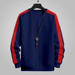 AUSK Self Design Men Round Neck Blue, Red T-Shirt