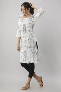 Surhi Women Printed Straight Kurta(White)