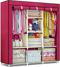 GALLAXY Cotton Collapsible Wardrobe(Finish Color - Pink, DIY(Do-It-Yourself))