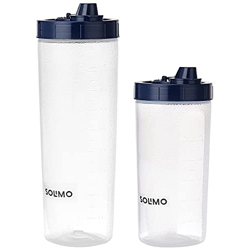 Amazon Brand - Solimo Plastic Oil Dispenser, Set of 2 (1 L and 750 ml), Dark Blue