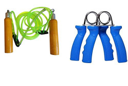 Simran Sports Wooden Skipping Rope & Hand Gripper
