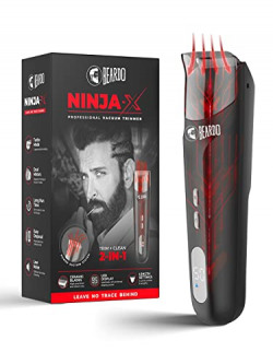 BEARDO Ninja-X Vacuum Trimmer for Men | Beard Trim & Clean 2-in-1 Trimmer with Vacuum Suction Mode | Ceramic Blades, LED display, 3 Limit Combs | No Mess Trimming