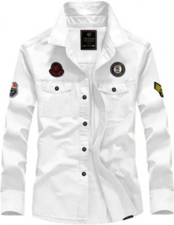 GreenFlair Men Solid Casual White Shirt