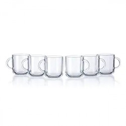 Pasabahce Iconic Mug from House of Pasabahce The Original Pasabahce from Turkey, Transparent Iconic Mugs, 245 ml in Set of 6 Pcs, Perfect fit for Milk/Tea/Coffee.