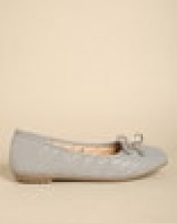 Square-Toe Ballerinas with Bow Accent