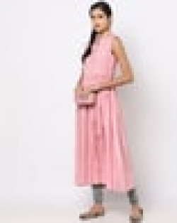 Printed Button-Down Fit & Flare Dress with Tie-Up