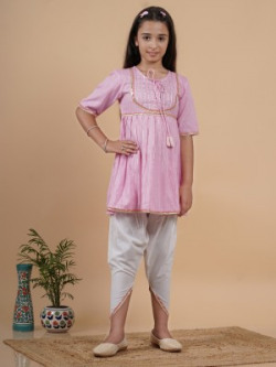 Tuniya Girls Festive & Party Kurta and Dhoti Pant Set
