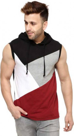 Men Colorblock Hooded Neck  T-Shirt
