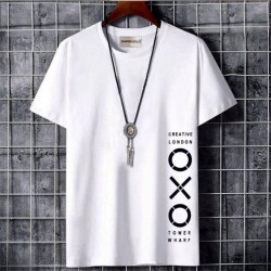 Men Typography Round Neck Cotton Blend White T-Shirt