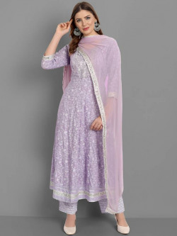 Women Viscose Rayon Anarkali Pant Dupatta Set