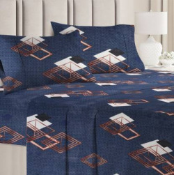 VAS COLLECTIONS 160 TC Cotton Double Floral Flat Bedsheet(Pack of 3, Black & White)