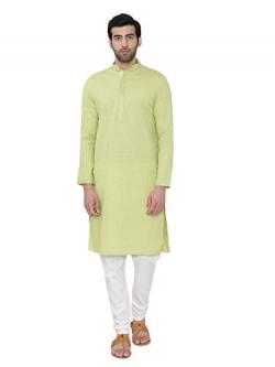 Manthan Art Silk Full SleevesEthnic WearKurta for Men (NMTMOS0005) Green