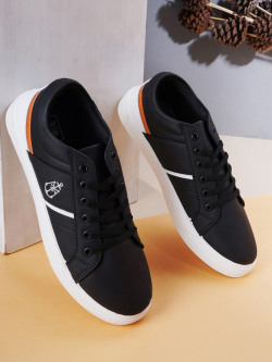 Mast & Harbour Men Black Solid Sneakers