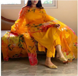Printed Kurta, Palazzo & Dupatta Set