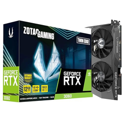 Zotac Gaming Geforce RTX 3060 Twin Edge 12Gb Pci_E_X16 Gddr6, 192 Bit, 1852/15000, Hdcp, Three Dp, Hdmi, Medium Pack