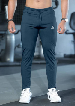 Men Solid Light Blue Track Pants