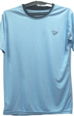 VTSports Solid Men Round Neck Light Blue T-Shirt
