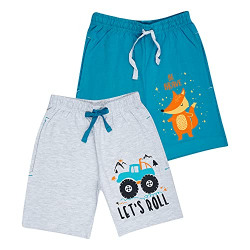 KYDA KIDS Unisex Cotton Printed Regular Fit Shorts - Multicolor(Pack of 2)