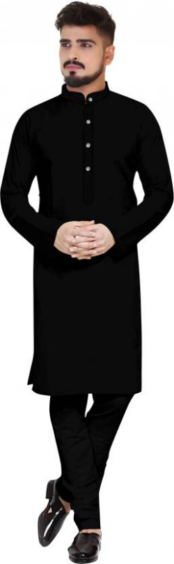 Men Cotton Blend Kurta Pyjama Set